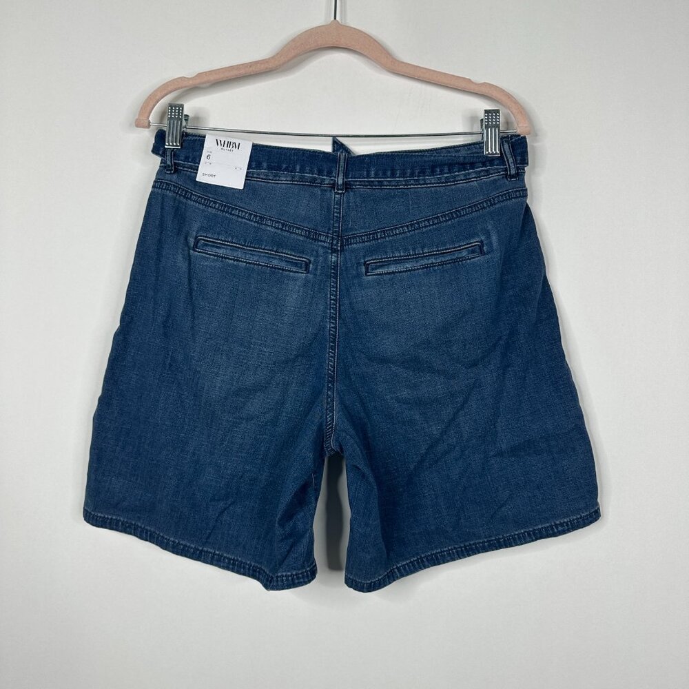 NWT White House Black Market Denim Short w/ Self Tie Victoria Medium 10 - Picture 3 of 7